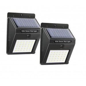 2 pz Faretto da muro ricarica solare e sensore di movimento SMD 20 LED 1200mAH