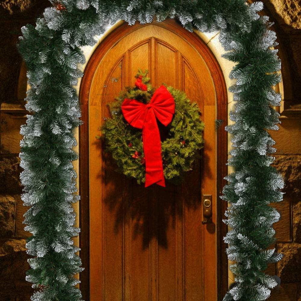 Ghirlanda Tralcio Bianco 270cm Per Natale - 200 Punte Di Pino/Abete, Decorazione - Foto 5