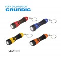 Torcia 1 Led mini Grundig colorata con gancio portachiavi e impugnatura in gomma antiscivolo 9 cm