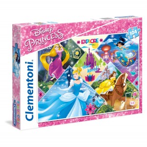 Puzzle Disney Princess 270910 con 4 principesse 48,5x33,5 cm 104 pz Clementoni