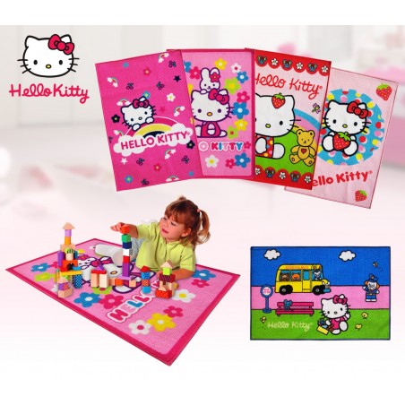 Tappeto per camerette bambini Hello Kitty varie fantasie 67 x 100 con fondo in lattice antiscivolo