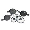 DGBAVARIA set tegami 17pz 20-24-28 cm 255028 NERO manici rimovibili e mestoli