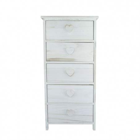 Mobiletto in legno con manico a forma di cuore 5 cassetti 40x29xH90cm art.398010