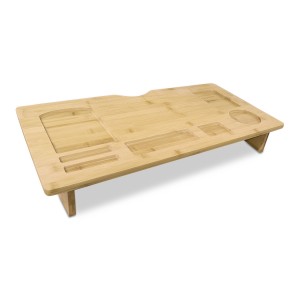 Organizzatore tavolo supporto computer multifunzione in legno bambù 60x30xH8 cm
