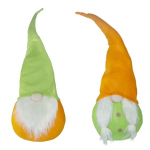 Gnomo Con Cappello 234042 verde e arancio 95 Cm in stoffa con barba pasqua