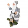 Babbo Natale Vestito Grigio 144209 Addobbi 80H cm con Suono Luci e Movimento