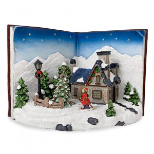 Villaggio Natalizio Libro BLU 361018 con Luci Suoni e Movimento 33Lx19Px22H cm