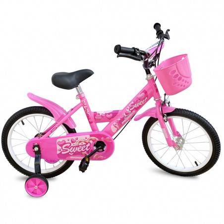 Bicicletta Magic per bambine B060 taglia 12 cestino rotelle età 3-5 anni ROSA