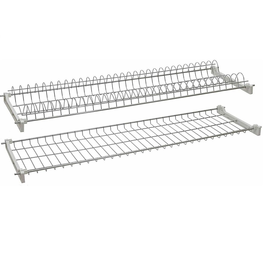 Scolapiatti Orizzontale Lux Elements Con Griglia Acciaio Inox, Colore Grigio, Per Scarico Doccia E Pavimenti