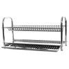 Scolapiatti Fisso da Appoggio in Acciaio Inox 70cm con Vaschetta Raccogli Gocce