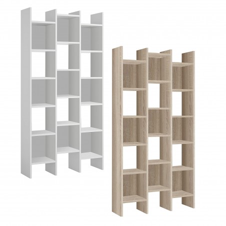 Libreria Italian 264820 Scaffale in Legno MDF con 3 Colonne a Cubi  96x25x192 cm