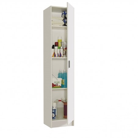 Mobile a Colonna 240787 Armadietto Multiuso 1 Anta in Legno Bianco 37x37x180cm