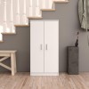 Scarpiera a Mobile 257228 Armadietto 2 Ante 7 Ripiani in Legno Bianco 108x55x36