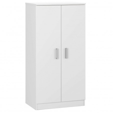 Scarpiera a Mobile 257228 Armadietto 2 Ante 7 Ripiani in Legno Bianco 108x55x36