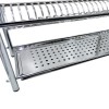 Scolapiatti Fisso da Appoggio in Acciaio Inox 70cm con Vaschetta Raccogli Gocce