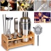 Kit da Barman 12 + 1 Pz 550ml 187561 Base di legno e Guida per cocktail acciaio