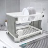 Scolapiatti da Appoggio in Plastica 26029 2 Livelli in Rattan per Lavello Cucina