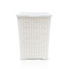 Set 3pz Accessori Bagno Rattan 304636 Cesto Biancheria Cestino Rifiuti Scopino