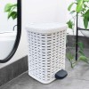 Set 3pz Accessori Bagno Rattan 304636 Cesto Biancheria Cestino Rifiuti Scopino