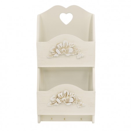 Portalettere da parete in legno 2 posti 437520 decorazione FIORI 29Hx6Px18L cm