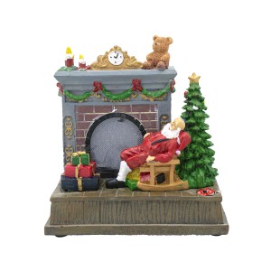 Scenario giostra natalizia camino e Babbo Natale 997099 illuminazione e musica