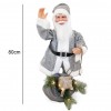 Babbo Natale Vestito Grigio 144209 Addobbi 80H cm con Suono Luci e Movimento