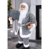 Babbo Natale Vestito Grigio 144205 Addobbo Natalizio 90H cm con Musica e Luci