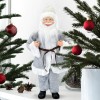 Babbo Natale Vestito Grigio art 144201 Addobbo Natalizio 50H cm con Minilucciole
