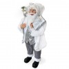 Babbo Natale Bianco e Argento 144227 Abito in velluto 120H cm con Luci e Suoni