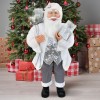 Babbo Natale Bianco e Argento 144227 Abito in velluto 120H cm con Luci e Suoni