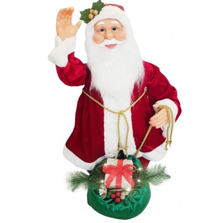 Babbo Natale Rosso 144219 con Abito in Velluto 80Hcm con Musica Luci e Movimento