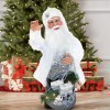 Babbo Natale Bianco e Argento 144225 Abito in velluto 80H cm con Luci e Suoni
