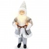 Babbo Natale Vestito Grigio art 144201 Addobbo Natalizio 50H cm con Minilucciole