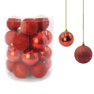 Pack 24 Sfere 7 cm Natalizie 389086 Palle di Natale Rosse Decorazioni per Alberi