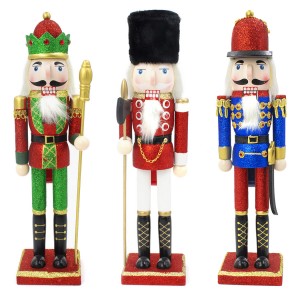 Soldatino schiaccianoci di Natale 048086 struttura in legno con glitter 38H cm