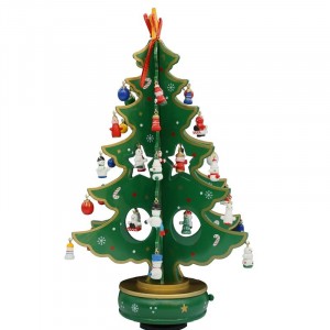Addobbo natalizio 740190 carillon albero di natale base in legno 25x20 cm