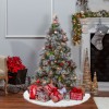 Tappeto per Albero di Natale Bianco Morbida Pelliccia 80cm Gonna Base Albero