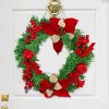 Ghirlanda Dietroporta Natalizia Tonda 35cm Ramo d'Albero con Decorazioni Rosse
