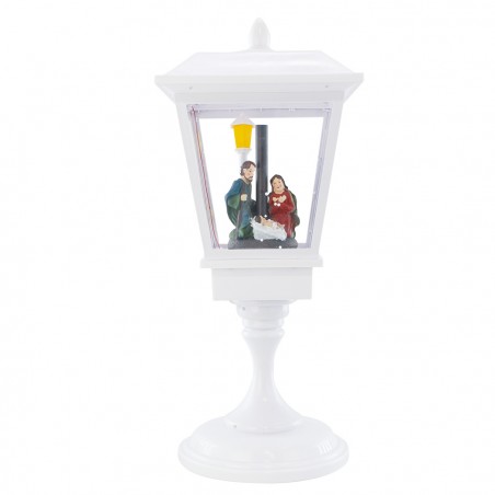 Lampione Bianco Natale 243027 Decorazione natività 60H cm Suoni Luci Movimento