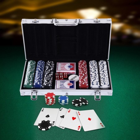 Set Da Poker Completo BAKAJI Con 100 Fiches, 2 Mazzi Carte, Dadi E Valigetta - Perfetto Per Serate Con Amici