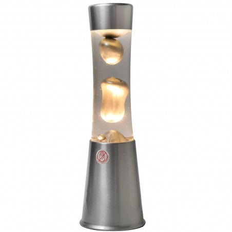 Lampada Lava Lamp 30cm XL1763 Base Lucida Silver e Magma Oro Design Moderno