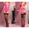 Completo sexy corsetto completino con stringhe guepiere babydoll con manette