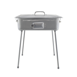 Fornacella Grande in Lamiera Stampata 27x37cm Barbecue con Griglia e Coperchio