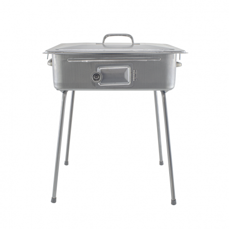 Fornacella Grande in Lamiera Stampata 27x37cm Barbecue con Griglia e Coperchio