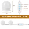 Luci per Specchio 4 Lampadine Led 136041 3 Colori Intensità Regolabile USB