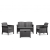 Set Divano 2 Poltrone e Tavolino Stile Rattan VENEZIA Salottino per Esterni