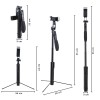 Mini Treppiedi Supporto per Telefono Video Camera Stand 360° con Faro Led