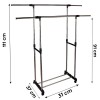 Stand Appendiabiti con Doppia Barra 157932 in Acciaio con Rotelle Regolabile