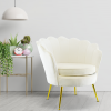 Poltrona a Conchiglia VENERE in Velluto Vintage con Piedi Oro DA MODIFICARE