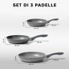 DGBAVARIA set padelle 6 pz GRIGIO 354002 con coperchi in pietra 24 - 28 - 32 cm